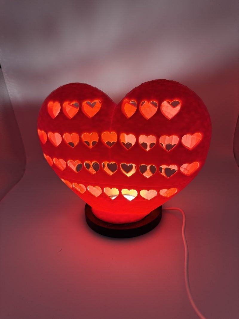 Illuminate Your Space with a Unique 3D Printed Heart-Shaped Lamp